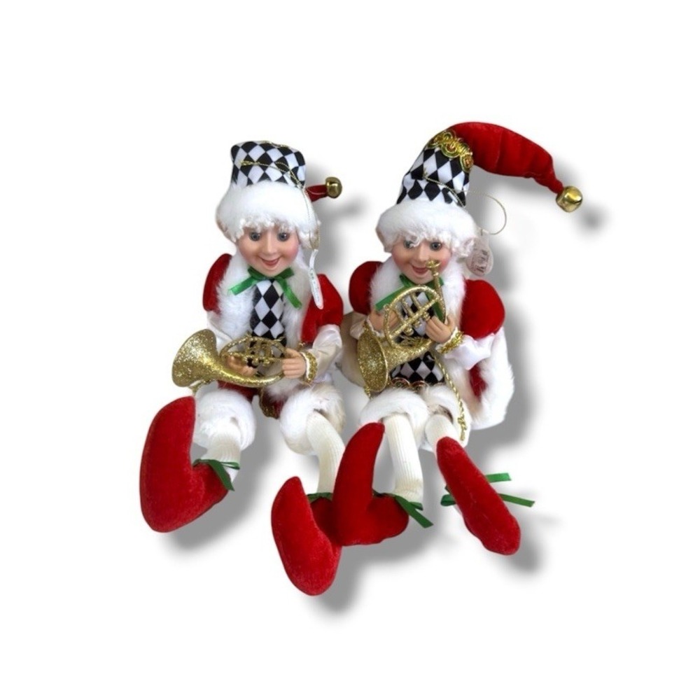Regency International Set of 2 18" Velvet Bendable Pixie Elf Figures Collectible